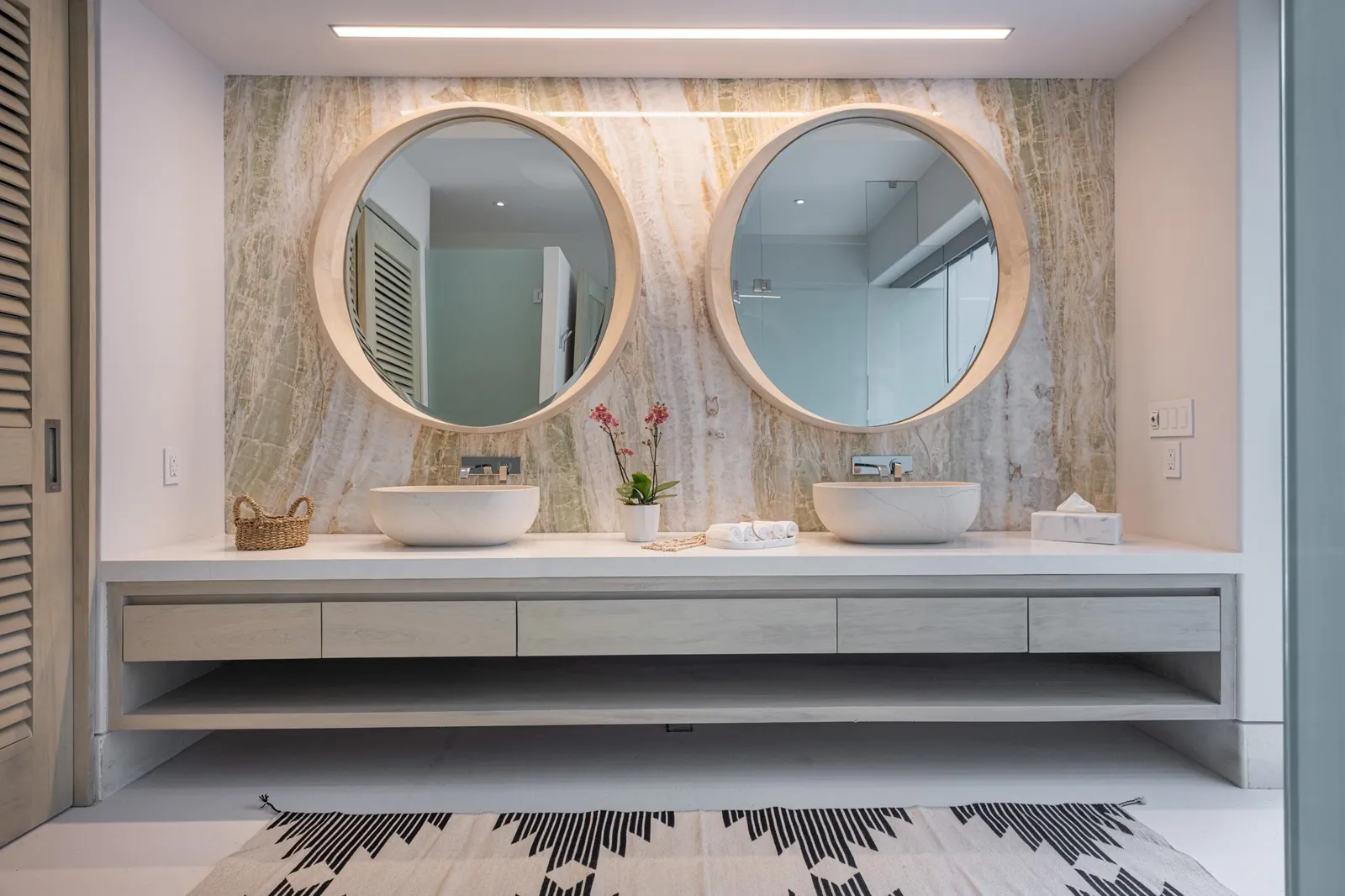 Casa Akai, Ocean View Suite 3: double-vanity bathroom